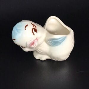 Vintage Planter Baby Chick With Blue Figural Pottery Easter Spring Nursery